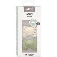 BIBS Infinity Smokker - 2-pack - Str. 2 - Symmetrisk - Ivory/Sag - - 6-18 md - Smokk