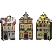 Konstsmide 4308-000 LED-Szenerie Hus Sæt med 3 stk. Bernstein LED (RGB) Rav Timer, med kontakt