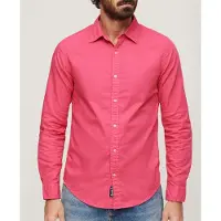 Superdry for man. M4010820A Organic cotton overdyed pink shirt (S), Casual, Long sleeve