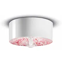 FERROLUCE PI taklampe, blomstermønster, Ø 25 cm rød/hvit
