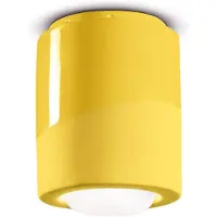 FERROLUCE Taklampe PI, sylindrisk, Ø 12,5 cm, gul