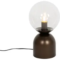 QAZQA Hotell-chic bordlampe mørk bronse med klart glass - Pallon Trend