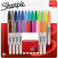 Sharpie Permanent Markers | Fine Point | Assorted Colours | 24 Count