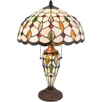 Clayre & Eef 5182 bordlampe med fargerik Tiffany-glasskjerm
