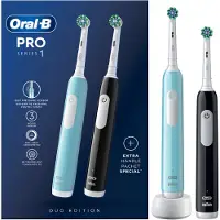 Oral-B Pro Series 1 Cross Action tannbørstesett 2-pak svart + blå (svart/blå)