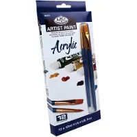 Royal Langnickel R&L Akrylmaling startsæt - med 12 tuber á 12ml + 2 pensler