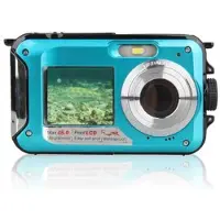 Mtp Products HD368 vanntett digitalkamera Full HD 2.7K 48MP 16X undervannskamera med dobbel skjerm - blå
