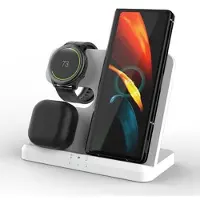 Mtp Products GY-Q10B 3-i-1 hurtigladerplate for trådløs ladestasjon for Qi-standardtelefoner / Samsung Galaxy Watch / øretelefoner - Hvit