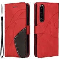 Mtp Products Bi-Color Series Sony Xperia 1 III Lommebok-deksel - Rød