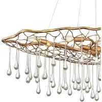 Quintiesse Laguna pendellampe, gullfarget med glassdråper, 8 lamper