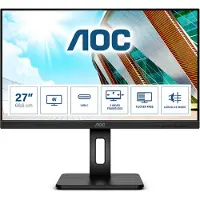 AOC U27P2CA, 68,6 cm (27), 3840 x 2160 piksler, 4K Ultra HD, LED, 4 ms, Sort