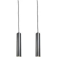 QAZQA Sett med 2 designpendellamper sort - Tuba Small