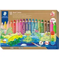 Staedtler buddy 3 in 1 - Fargeblyant - voks - for glass, kartong - assorterte farger - 9.5 mm (en pakke 18)