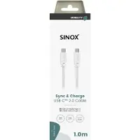Sinox beslag Sinox USB C 2.0-kabel, 1 m, Hvit, 1 m, USB C, USB C, USB 2.0, 0,48 Gbit/sek, Hvit
