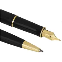 Parker SONNET, Svart, Gull, 2 stykker, Kulepenn + fyllepenn