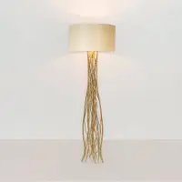 Holländer Capri gulvlampe, gull/ecru, høyde 155 cm, hamret jern