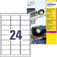 Avery L4773-8, Hvit, Selvklebende skriveretikett, A4, Polyester, Laser, Permanent