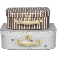 OYOY Koffertsett - 2 stk. - Elephant og Striper - Pale Blue - - OneSize - Kofferter