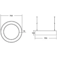 Brumberg Biro Circle Ring direkte 75cm 50W på/av sølv 830