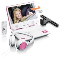 Lenco DVP-910, Bærbar DVD-spiller, Konvertibel, Svart, Rosa, CD, DVD, 22,9 cm (9), TFT