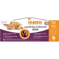 IAMS Advanced Nutrition Adult i gelè eller saus 48 x 85 g - Land & Sea Collection i saus