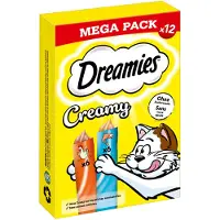 Dreamies Creamy Snacks med kylling og laks - Økonomipakke 84 x 10 g