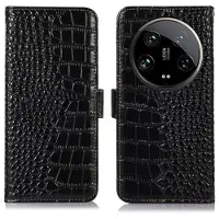 Mtp Products Xiaomi 14 Ultra Crocodile Series Lommebok-deksel i Lær med RFID - Svart