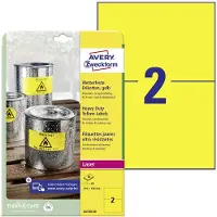 Avery Zweckform L6130-20, Gult, Rektangel, Permanent, Polyester, Matte, 2 stykker