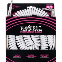 Ernie Ball 6045 30ft Straight-Angle Coiled Instrument Cable White