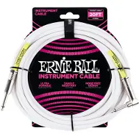Ernie Ball P06047 20ft Straight-Angle Instrument Cable White