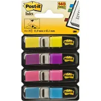 Post-It Index 683-4AB - Indeksflagg med dispenser - 11.9 x 43.2 mm - 140 ark (4 x 35) - rosa, purpur, turkis, sitrongul