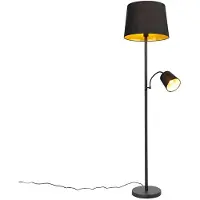 QAZQA Smart gulvlampe sort med gull inkl. Wifi A60 og E14 - Retro