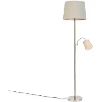 QAZQA Smart gulvlampe stål med grå skjerm inkl. Wifi A60 og E14 - Retro