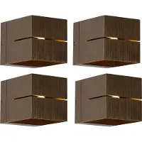 QAZQA Sett med 4 smarte vegglamper mørk bronse 9,7 cm inkl. WiFi G9 - Transfer Groove