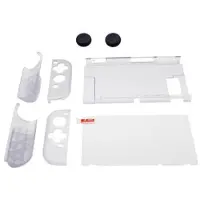 Mtp Products SW369 6-i-1 Clear Case Kit for Nintendo Switch, Anti-Scratch Shell Cover med skjermbeskytter og gripehetter
