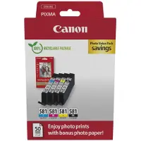 Canon Multipack BK/C/M/Y CLI-581 + 50ark fotopapir