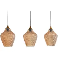 LINDBY hengelampe Drakar, Ø 22 cm, 3 lyskilder, rav, glass