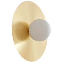 LINDBY vegglampe Zain, gull/hvit, glass, Ø 33 cm, G9