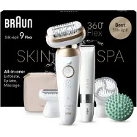 Braun Silk-épil 9 Flex SkinSpa 9-481 3D, Gull, Hvit, Bikini, 0,5 mm, Batteri, Tyskland