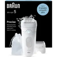 Braun Silk-épil 5 5-041, Hvit, 28 pinsett, MicroGrip, Batteri, 100 - 240 V, 50 - 60 Hz