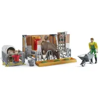 BRUDER Bworld Cow and Calf barn with farmer
