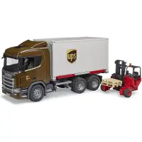 BRUDER Lastebil - UPS Scania Super 560R m. Gaffeltruck - 03582 - - OneSize - Bil