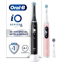 Oral-B Elektrisk tannbørste iO6 Svart lava/Rosa sand - 2 stk.