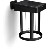 Philips solcelle-vegglampe Camill, svart/klar, Ø 14 cm