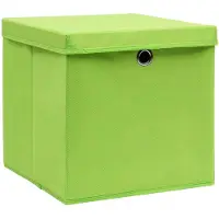 vidaXL Oppbevaringsbokser med deksler 10 stk 28x28x28 cm grønn