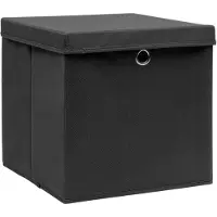 vidaXL Oppbevaringsbokser med deksler 10 stk 28x28x28 cm svart