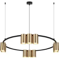 Eko-Light Hengelampe Genesis, aluminium, svart/gull, 10 x GU10, Ø 60 cm