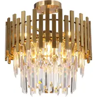 Eko-Light Taklampe Aspen, metall gullfarget, glasskrystaller, Ø 45 cm