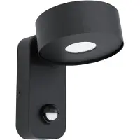Eglo Utendørs LED-vegglampe Palosco, svart, høyde 17 cm, metall, sensor