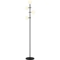 Mantra-Iluminacion Cellar gulvlampe, jern, svart, glass, hvit, 4 lyskilder
